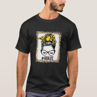 Bleached Softball Gigi Messy Bun Game Day Mammor T Shirt