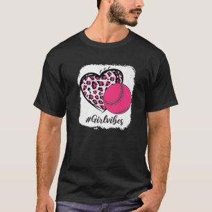 Bleached Softball Girl Vibes Rosa Leopard Heart Me T Shirt