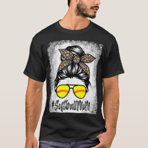 Bleached Softball Mamma Life med leopard och  T Shirt