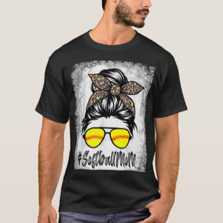 Bleached Softball Mamma Life med leopard och  T Shirt