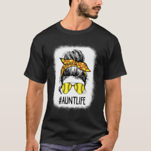 Bleached Softball Moster Life Messy Bun Mors dag T Shirt