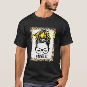 Bleached Softball Moster Messy Bun Game Day Mammor T Shirt