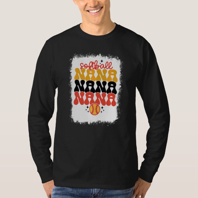 Bleached Softball Nana Retro Softball Mamma Mammor T Shirt (Framsida)