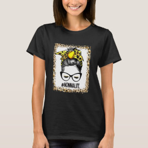 Bleached Softball Nonna Messy Bun Game Day Mammor T Shirt