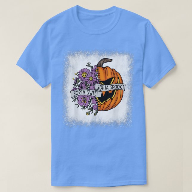 Bleached Sorta Sweet Sorta Spooky Blommigt Scary P T Shirt (Design framsida)