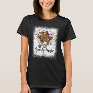 Bleached Spooky Heifer Spooky Vibes Cow Halloween T Shirt