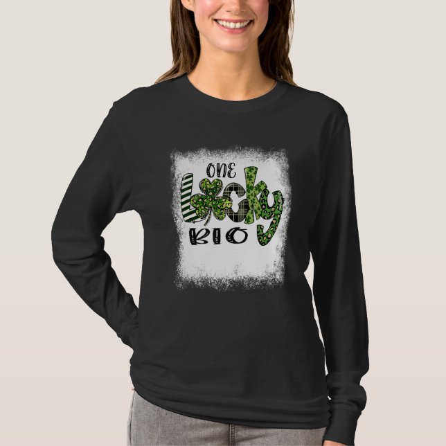 Bleached St patricks day Leopard One Lucky Bio T Shirt (Framsida)