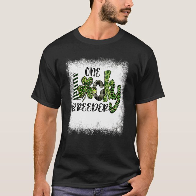 Bleached St patricks day Leopard One Lucky Breeder T Shirt (Framsida)