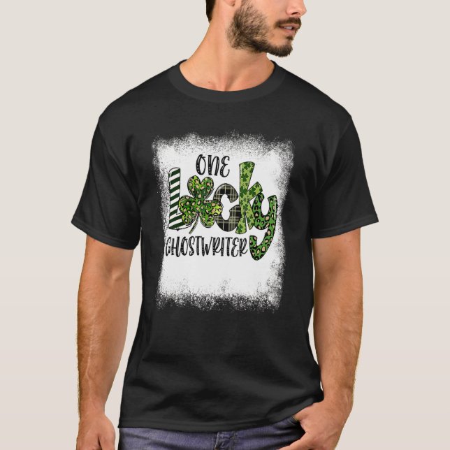 Bleached St patricks day Leopard One Lucky Ghostwr T Shirt (Framsida)
