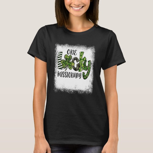 Bleached St patricks day Leopard One Lucky Uppdrag T Shirt (Framsida)