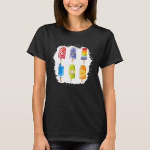 Bleached Summer Ice Cream Popsicle Ice Lolly Vacat T Shirt
