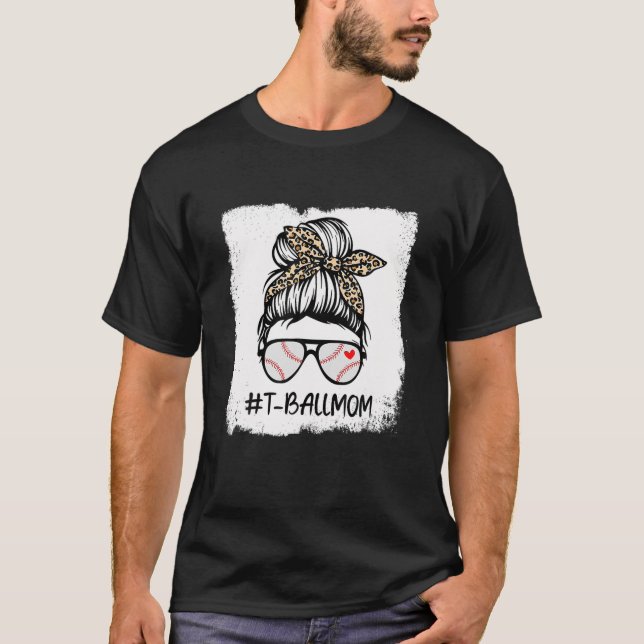 Bleached T Boll Baseball Mamma Life Leopard Messy  Shirt (Framsida)