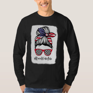 Bleached Tävling Tävla Life American Flagga Messy T Shirt