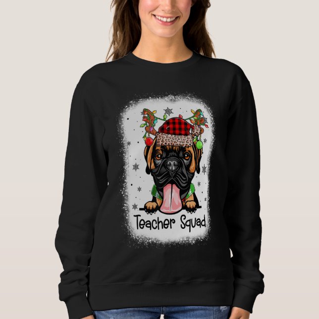 Bleached Teacher Squad Boxer Reindeer Teacher Chri T Shirt (Framsida)
