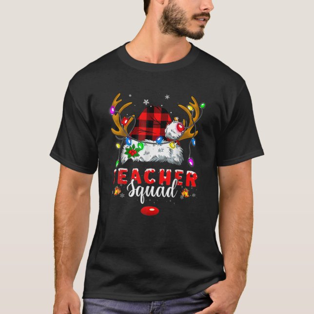 Bleached Teacher Squad Reindeer Funny Teacher Chri T Shirt (Framsida)