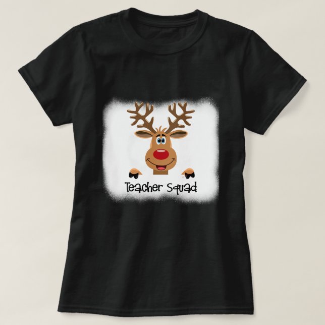 Bleached Teacher Squad Reindeer Funny Teacher Chri T Shirt (Design framsida)