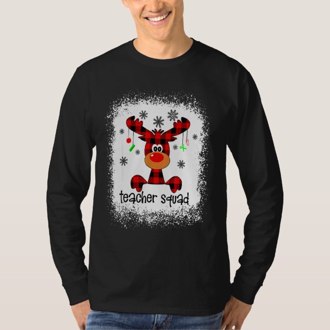 Bleached Teacher Squad Reindeer Teacher Christmas  T Shirt (Framsida)
