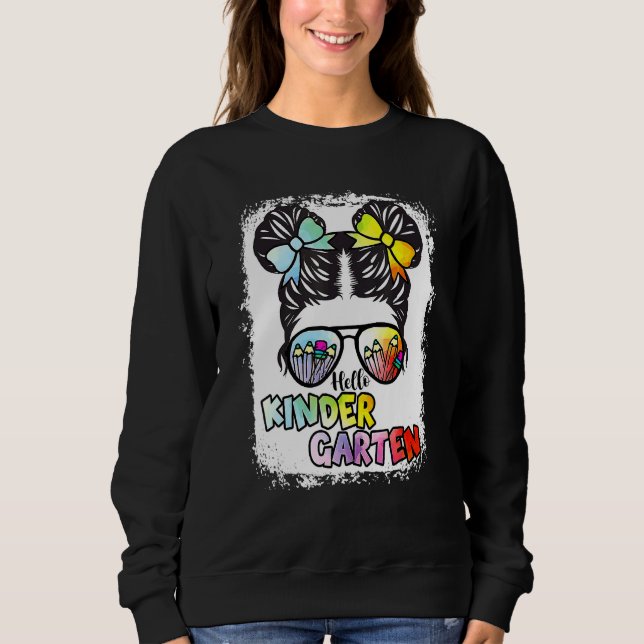 Bleached Tie Dye Hej Kindergarten Back to school T Shirt (Framsida)