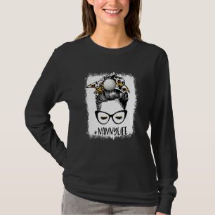 Bleached Volleyball Nanny Life Leopard Messy Bun G T Shirt