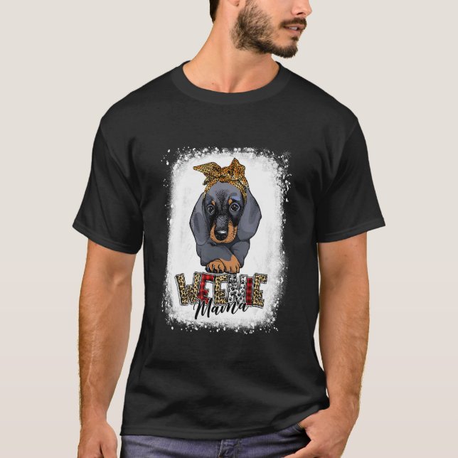 Bleached Weenie Mamma Leopard Dachshund Mamma T Shirt (Framsida)