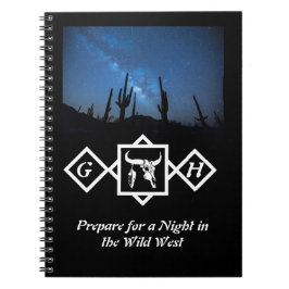 Bleached Whit Bull Skull Silhouette Monogram Photo Anteckningsbok