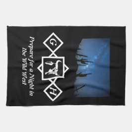 Bleached Whit Bull Skull Silhouette Monogram Photo Kökshandduk