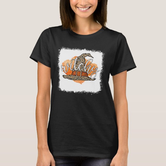 Bleached Witchy Leopard Witch Hat Basic Witch T Shirt (Framsida)