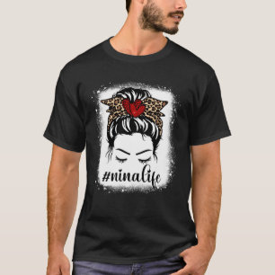Bleacher Nina Life Messy Bun Leopard Skriv ut kvin T Shirt