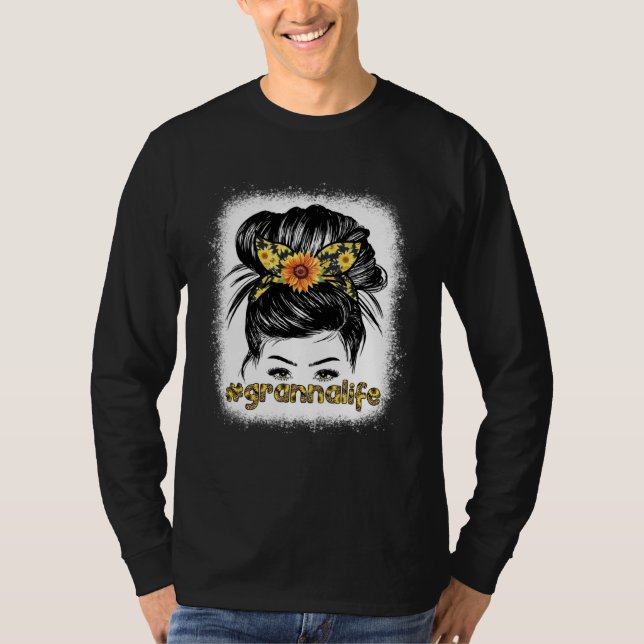 Bleaches Granna Messy Hair Bun Sunflower Women Mot T Shirt (Framsida)