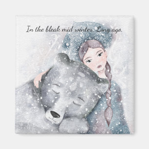 Bleak Mid Winter Bear Snö Princess Watercolor Magnet