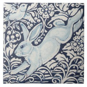 Bleapingkanin, fågelmarinblå Blommigt Trivet Kakelplatta
