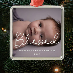 Bled Baby första julfoto Julgransprydnad Metall