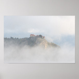 Bled castle surrounded by clouds poster