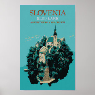 Bled Sjö, Julian Alpernas, Slovenien Poster