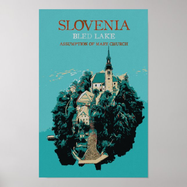 Bled Sjö, Julian Alpernas, Slovenien Poster (Framsidan)
