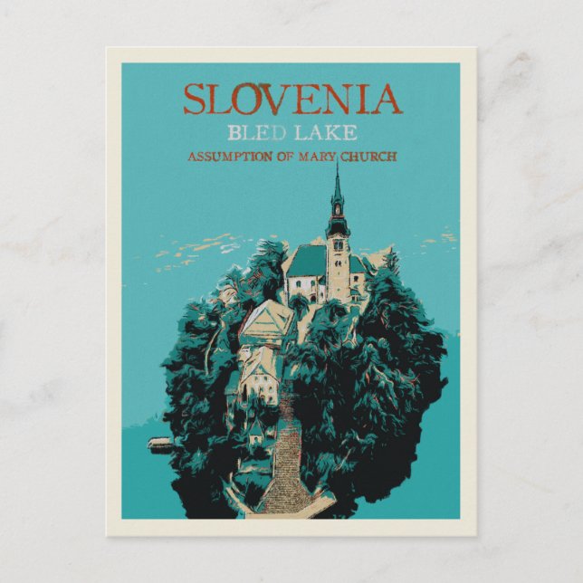 Bled Sjö, Julian Alpernas, Slovenien Vykort (Framsida)