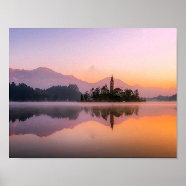 Bled Slovenia at Sunset Poster (Framsidan)