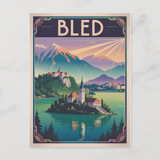 Bled Slovenia vintage Vykort (Framsida)