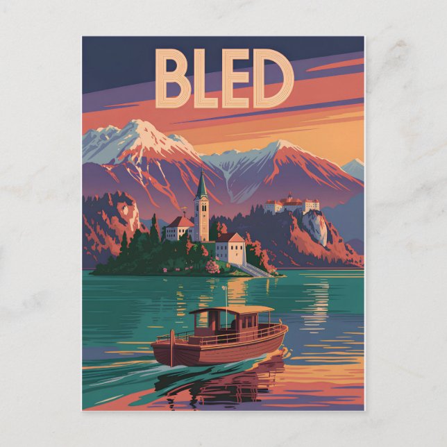 Bled Slovenia vintage Vykort (Framsida)