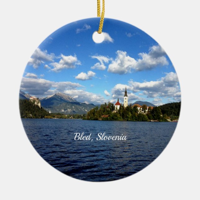 Bled, Slovenien - landskapsbild Julgransprydnad Keramik (Framsidan)