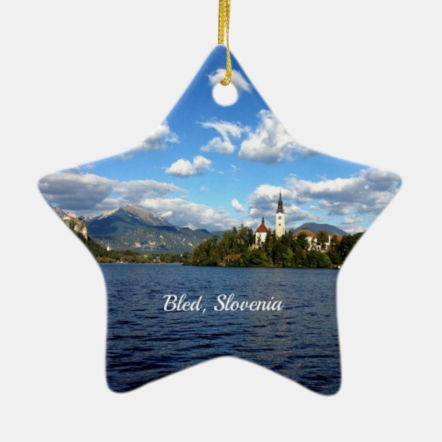 Bled, Slovenien - landskapsbild Julgransprydnad Keramik (Baksidan)