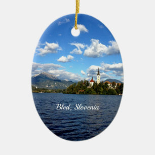 Bled, Slovenien - landskapsfoto, Julgransprydnad Keramik