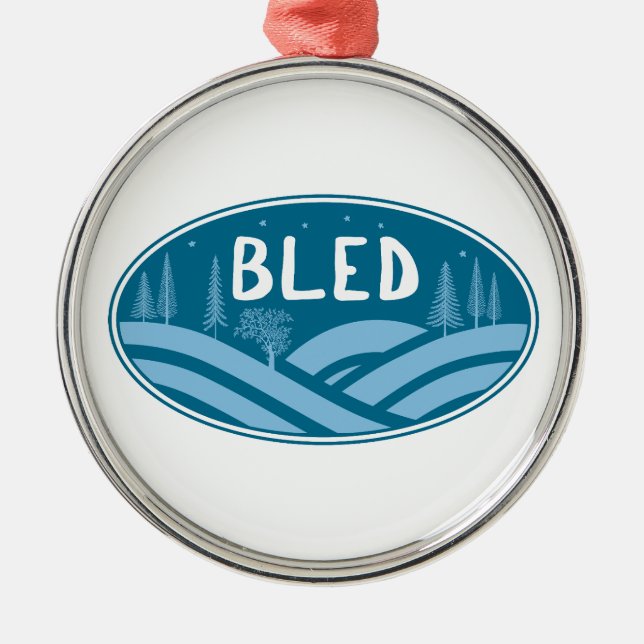 Bled Slovenien utomhus Julgransprydnad Metall (Framsidan)