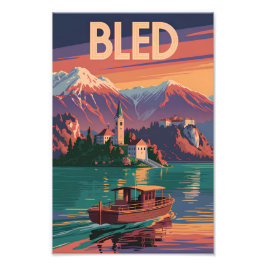 Bled Slovenien vintage Fototryck