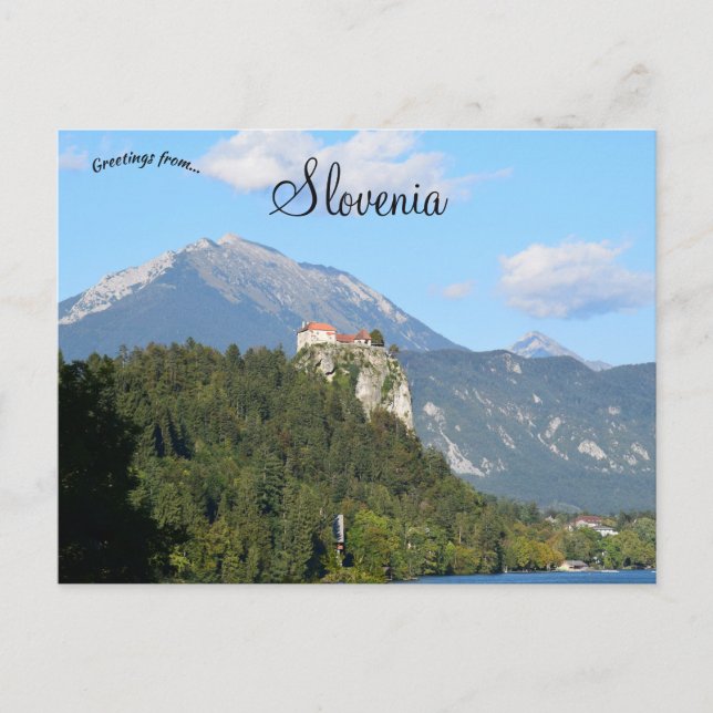 Bleds slott i Bledsjöns region i Slovenien Vykort (Framsida)