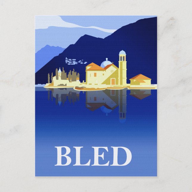 Bledsjön, vattenreflexer vykort (Framsida)