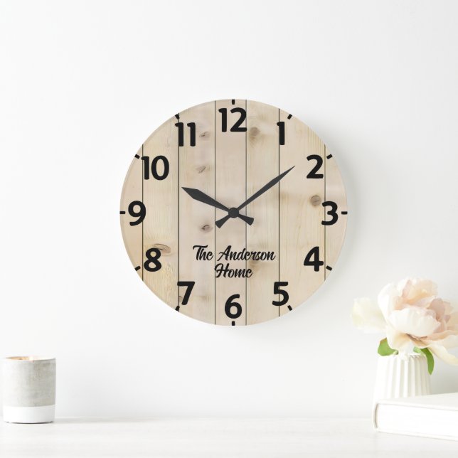 Bleeched Wood Effect Large Clock Stor Klocka (Hem)