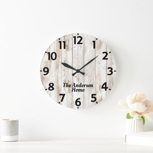 Bleeched Wood Effect Stor Klocka (Hem)