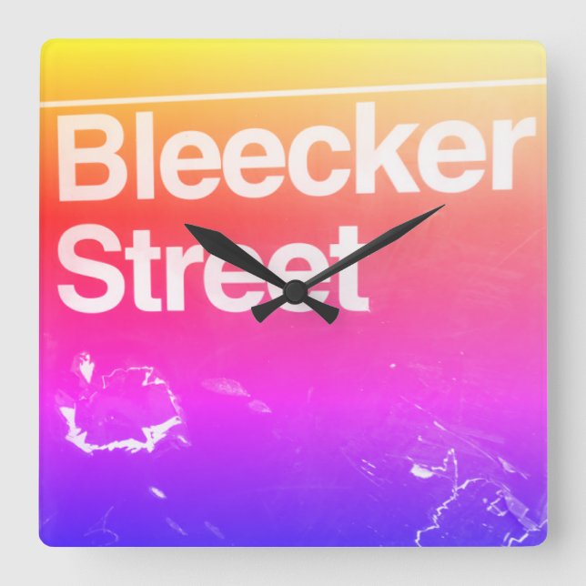 Bleecker Street, Greenwich Village, Manhattan NYC Fyrkantig Klocka (Framsida)