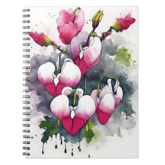 Bleeding Heart - Watercolor flowers Anteckningsbok